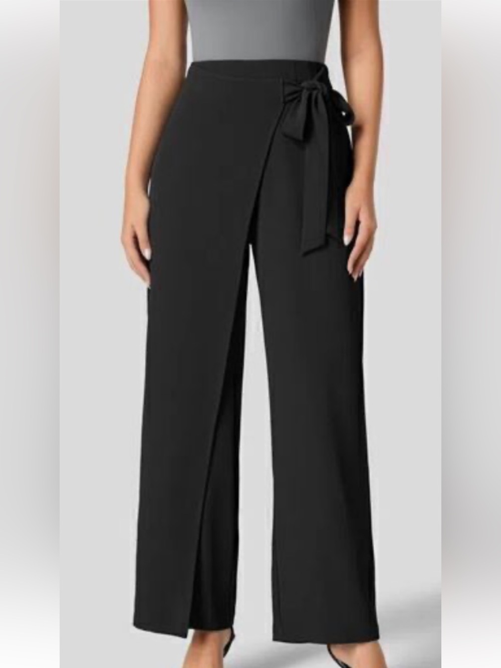 Halara Flex High Waisted Tie Side Wide Leg Work Trousers
Black Size MP.